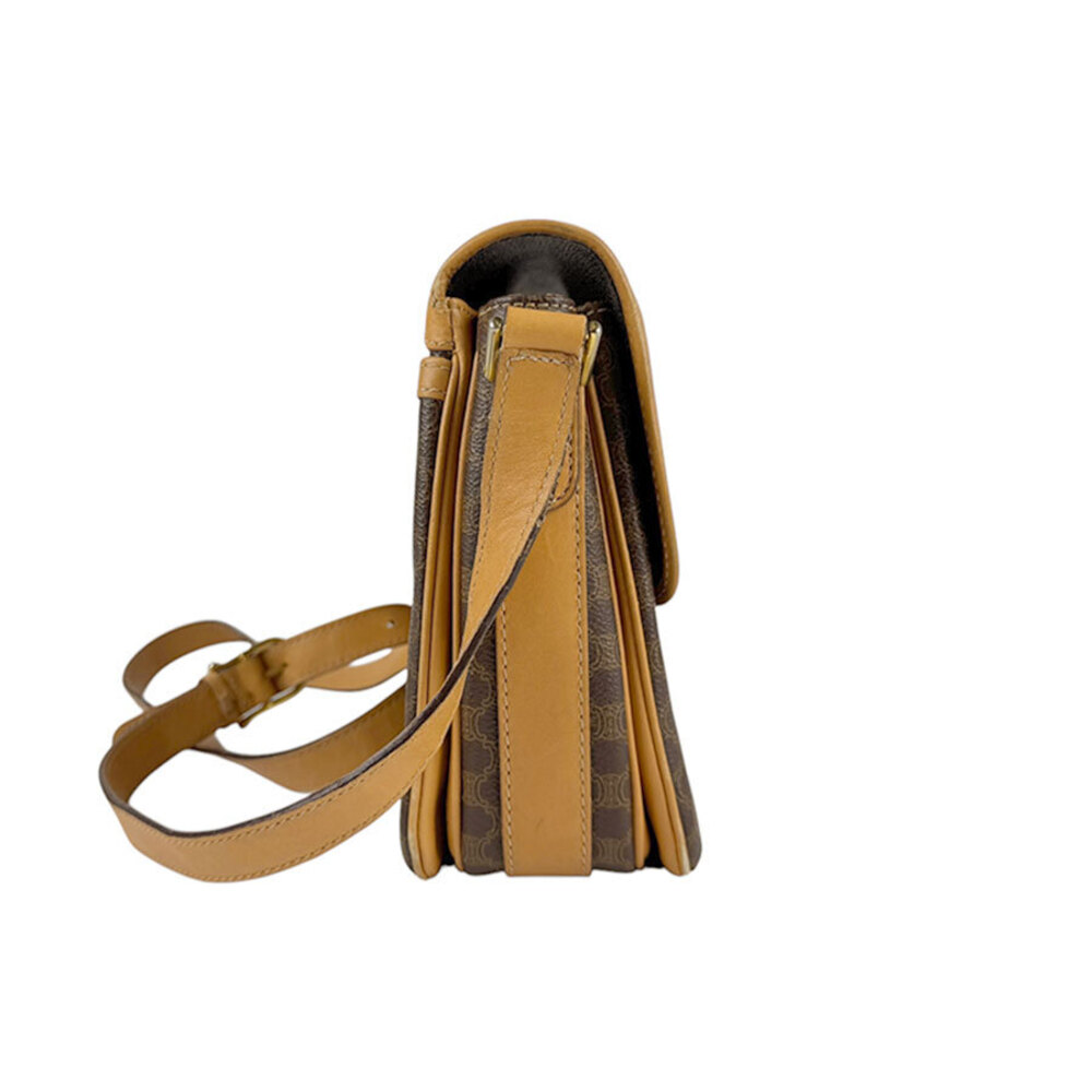 Celine Macadam Leather Shoulder Bag Brown Gold - Picture 2 of 4